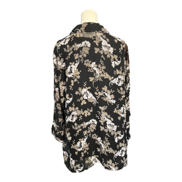 β¨ EUC KATHIE LEE WOMAN Floral Sheer Blouse w/ Black Tank | Womenβs Sz 18W/20W - Picture 10 of 12